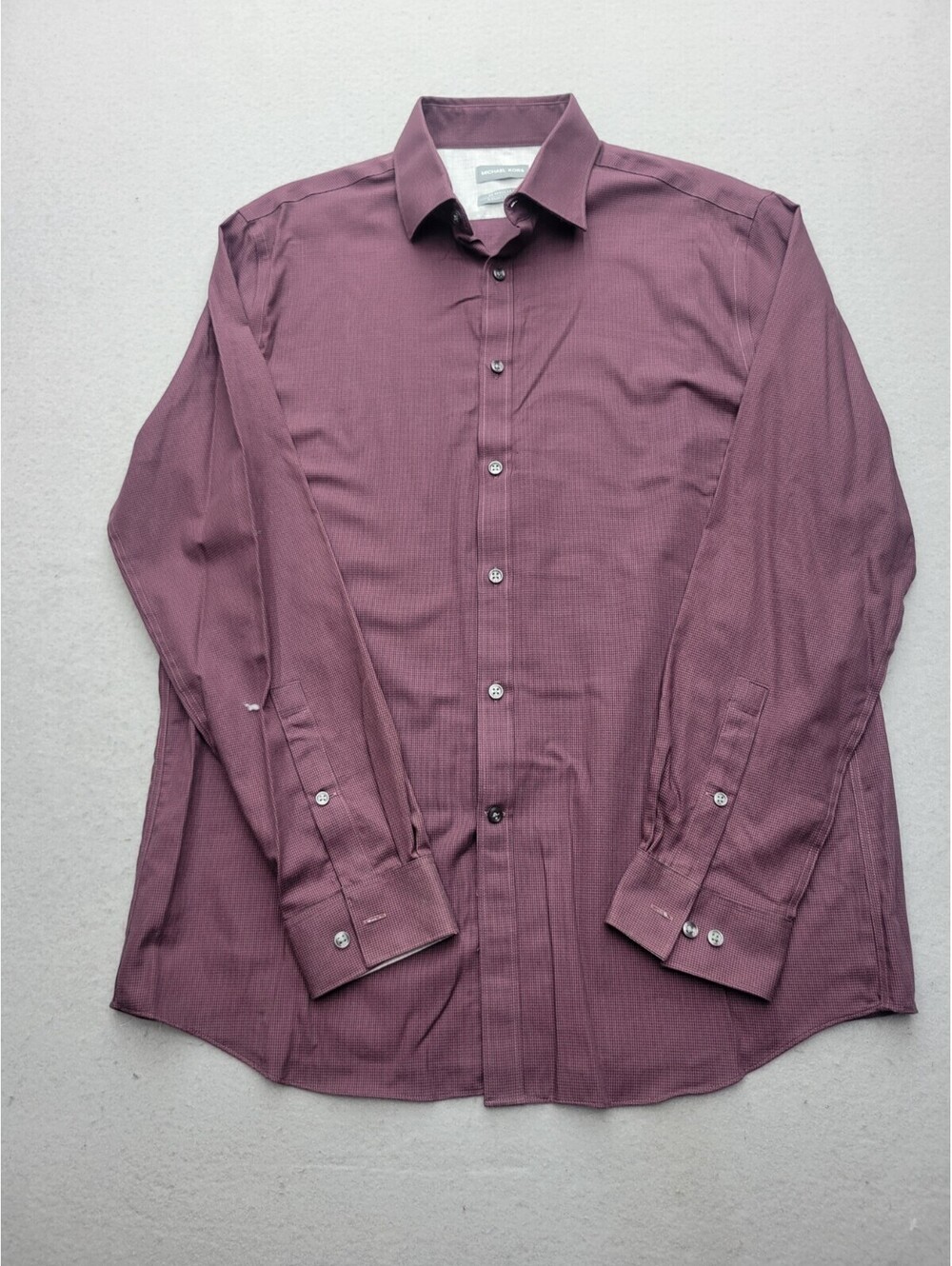 Michael Kors Men Button-Up 16 1/2 34-35 Maroon Cotton Long Sleeve Work Stylish